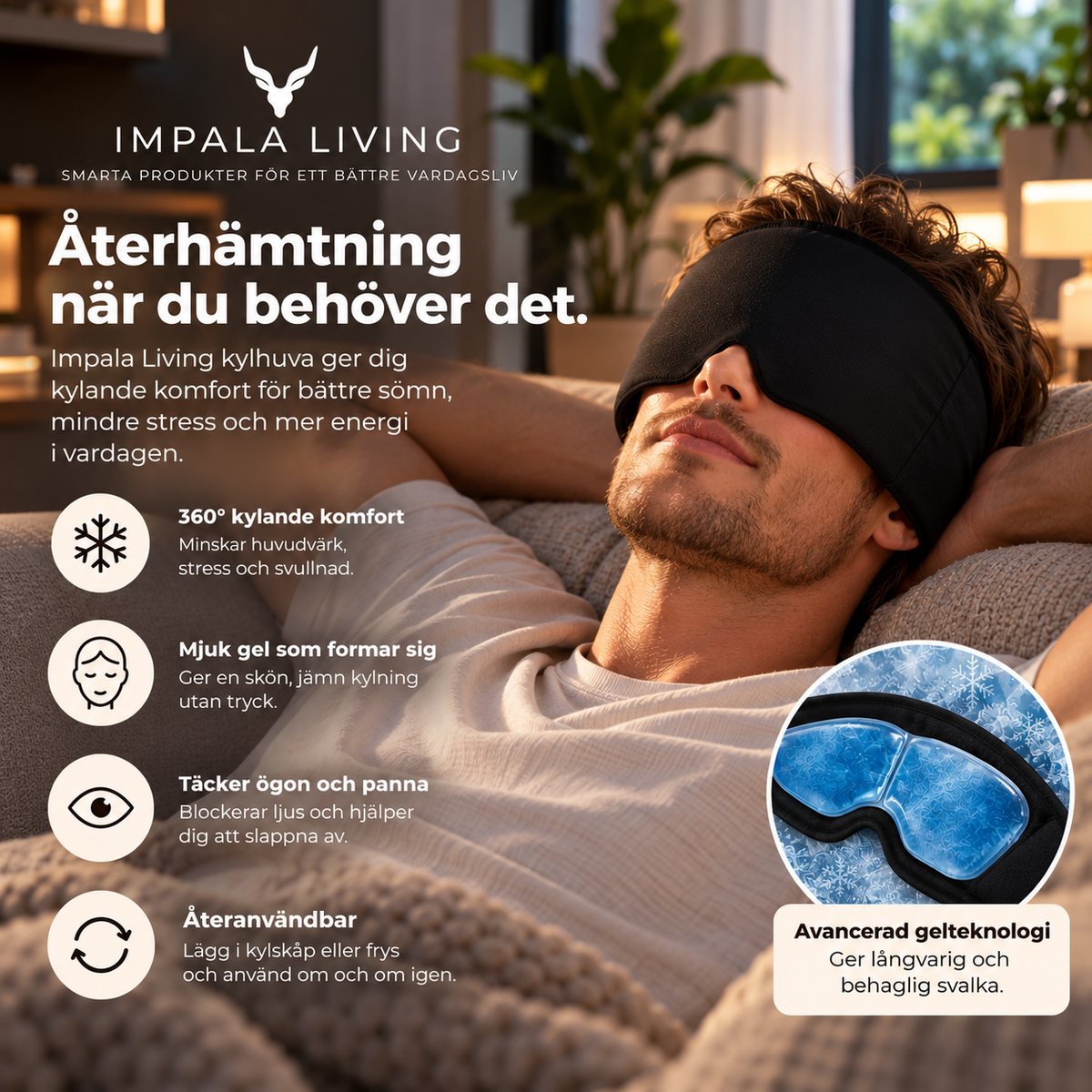Migränlindrande kylhuva