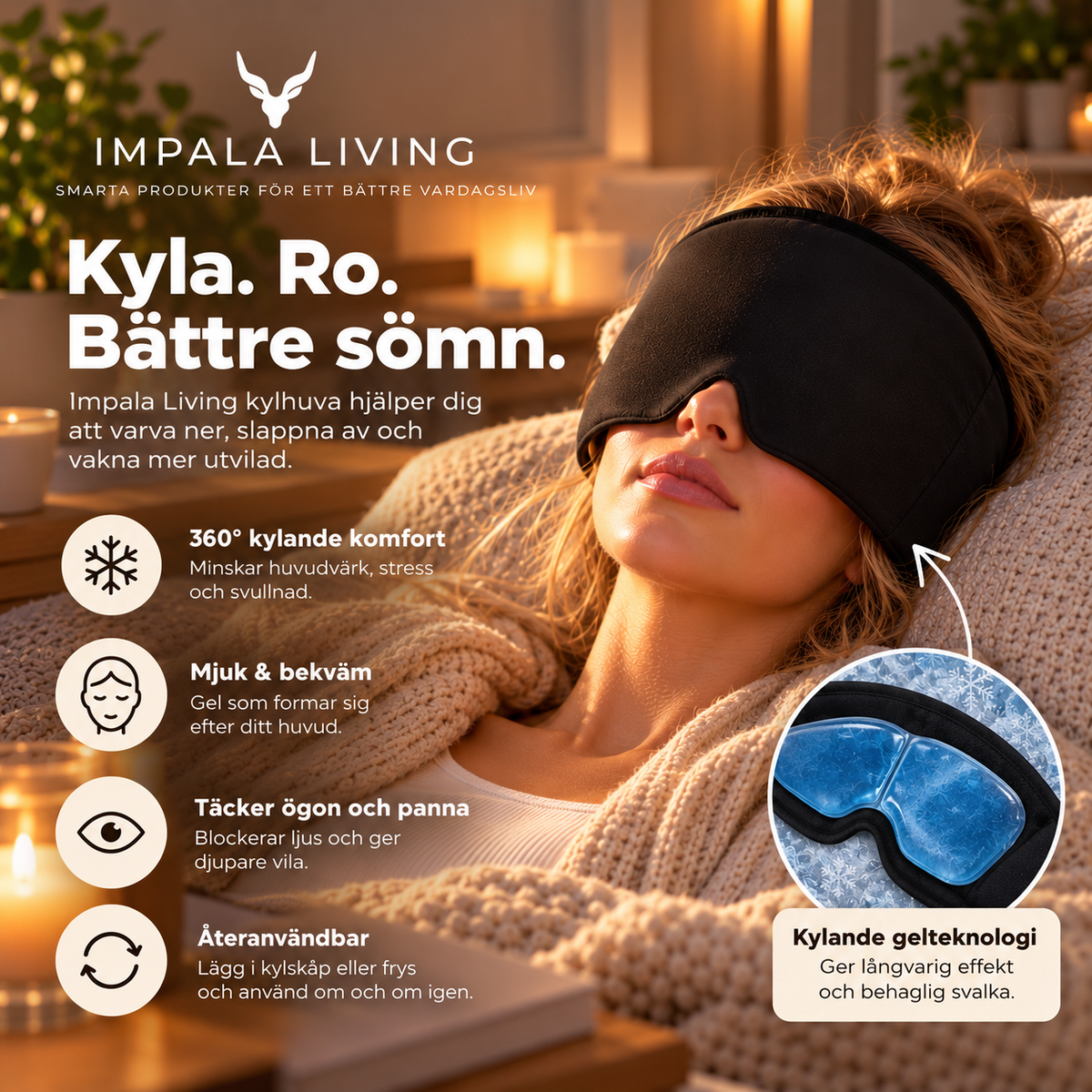 Migränlindrande kylhuva